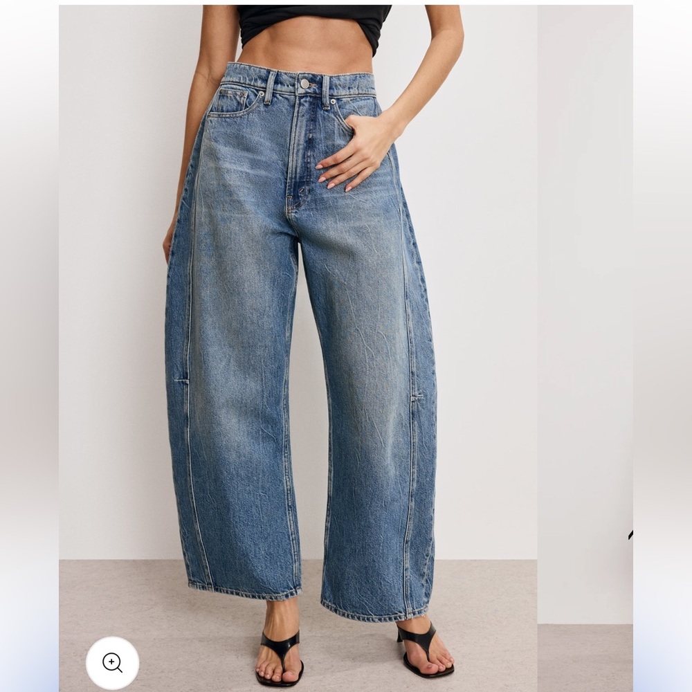 $179 Good American Good Extreme Barrel Relaxed Jeans NWT - Picture 4 of 12